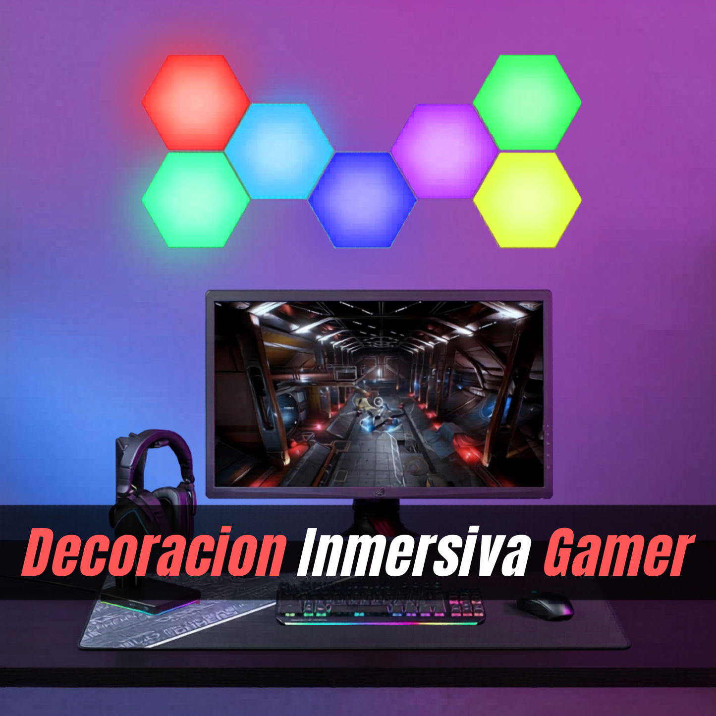 Paneles LED Hexagonales Modulares RGB - VibeNest Aura