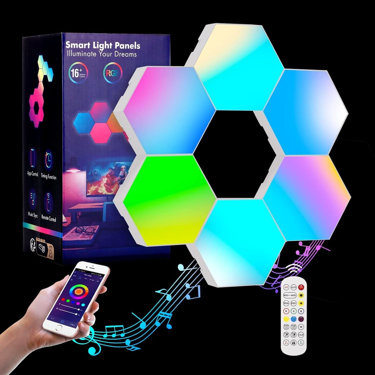 Paneles LED Hexagonales Modulares RGB - VibeNest Aura